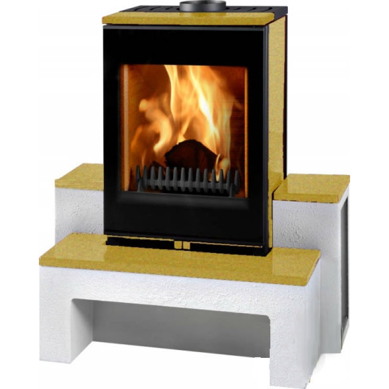 THORMA GRENOBLE Krbová kamna černá/bílý podstavec/pískovec