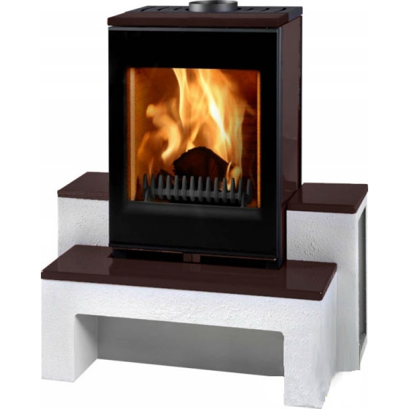 THORMA GRENOBLE Krbová kamna černá/bílý podstavec/tmavě hnědá THORMA GRENOBLE Krbová kamna černá/bílý podstavec/tmavě hnědá