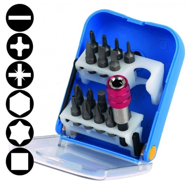 Bity 1/4" PL - PH - PZ - Inbus - Torx - Robertson, sada 18 dílů, 100-00486 Bity 1/4" PL - PH - PZ - Inbus - Torx - Robertson, sada 18 dílů, 100-00486
