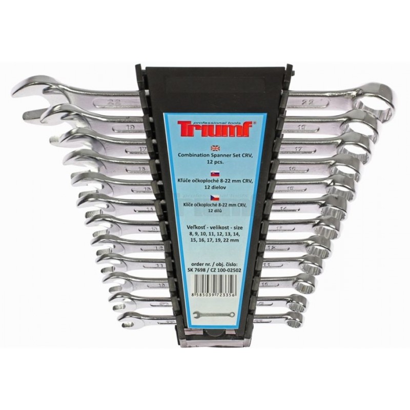 Klíče očkoploché 8 - 22 mm, sada 12 dílů, 100-02502