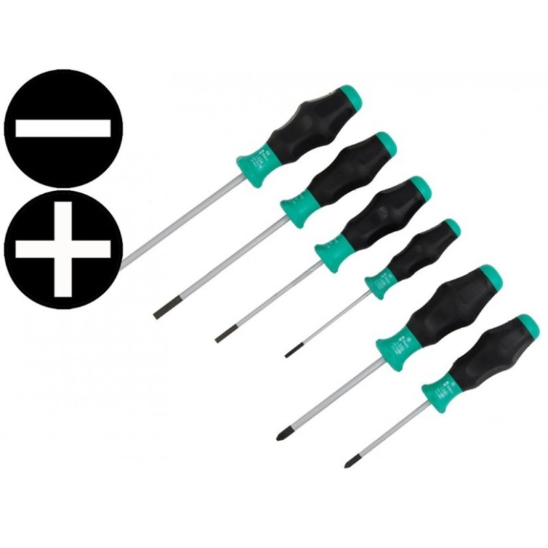 Šroubováky Kraftform Comfort ploché PL3-PL6.5, křížové PH1-PH2, 6 ks, 102-031551 Šroubováky Kraftform Comfort ploché PL3-PL6.5, křížové PH1-PH2, 6 ks, 102-031551