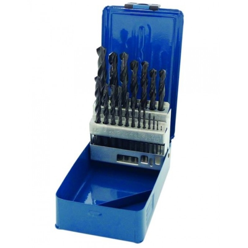 Vrtáky spirálové válcované HSS, průměr 1,0 - 10,0 mm, sada 19 dílů, 100-01083