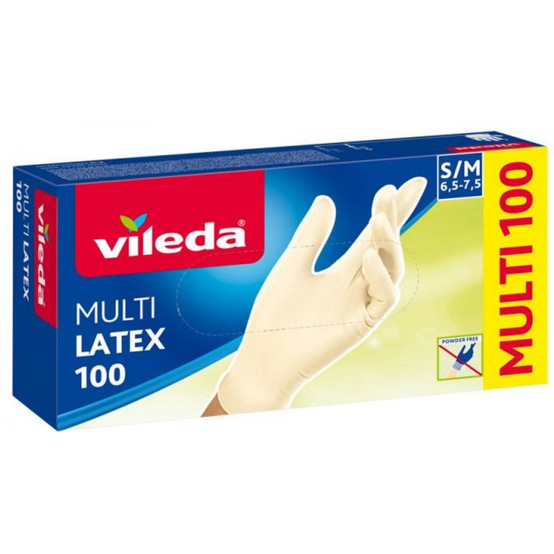 VILEDA Rukavice Multi Latex 100ks "S/M" 146087 VILEDA Rukavice Multi Latex 100ks "S/M" 146087