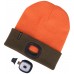 EXTOL LIGHT čepice s čelovkou 4x45lm, USB nabíjení, fluorescentní oranžová/khaki zelená, oboustranná 43460