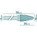 EXTOL INDUSTRIAL fréza karbidová, kulatý oblouk, pr.12x25mm/stopka 6mm,sek střední (double-cut) 8703755