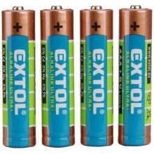 EXTOL Energy Alkalické tužkové baterie AAA 1,5V, 4ks 42010