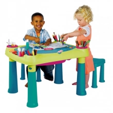 KETER CREATIVE PLAY TABLE stoleček & dvě židličky, zelená/tyrkysová 17184184