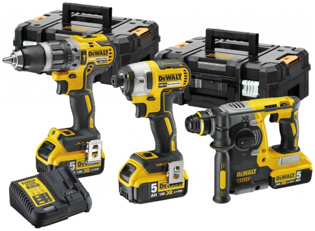 DeWALT DCK368P3T Aku Kombo sada 18V (DCH273,DCD796,DCF887,3 x DCB184,TSTAK II X2,DCB115)