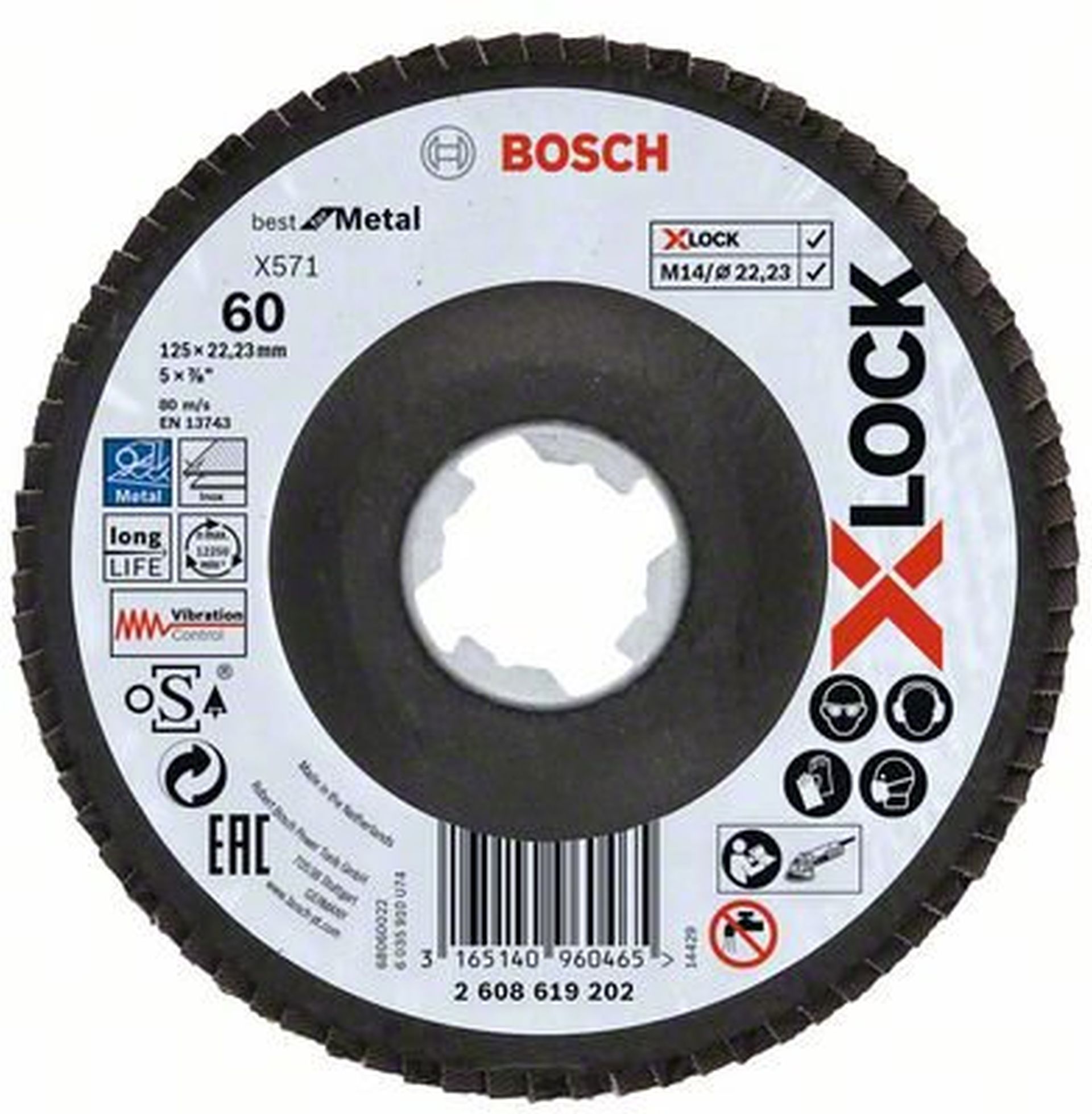 BOSCH X-LOCK Best for Metal Lamelový brusný kotouč X571, 125x22,23mm, G60 2608619202
