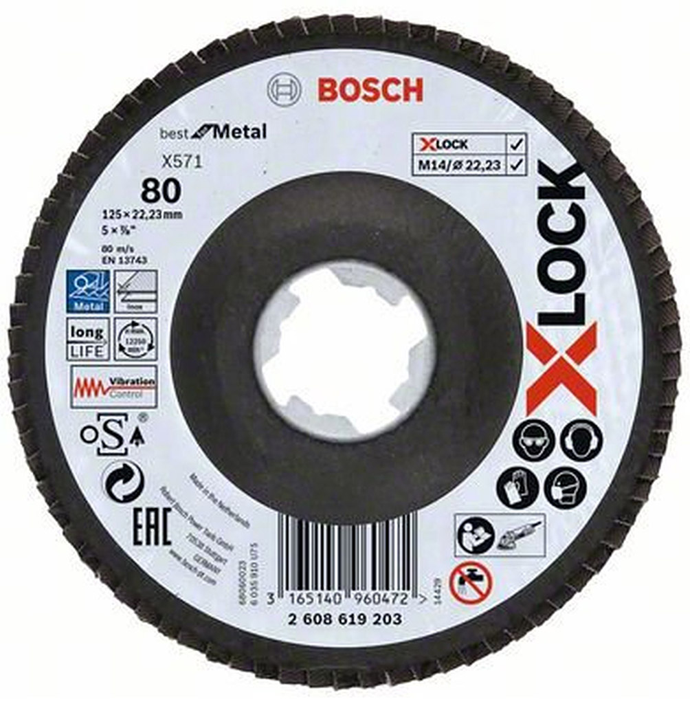BOSCH X-LOCK Best for Metal Lamelový brusný kotouč X571, 125x22,23mm, G80 2608619203
