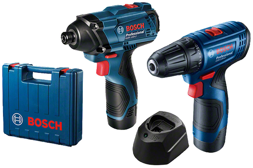 BOSCH Sada: GSR 120-LI + GDR 120-LI + GBA 12V 2.0Ah + GAL 1210 CV 06019G8023