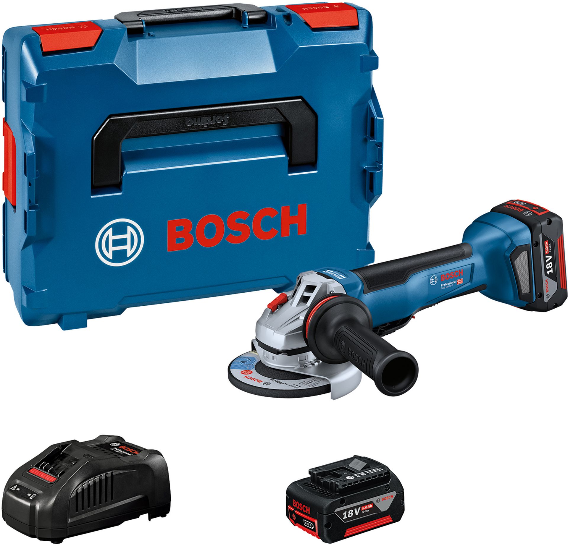 BOSCH GWS 18V-10 P Úhlová bruska, 2x 5,0Ah, L-BOXX 06019J4101