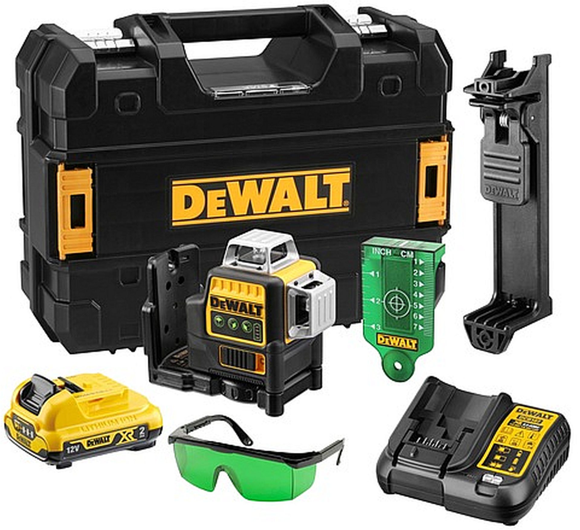 DeWALT DCE089D1G AKU křížový laser 3x360° zelený paprsek (1x2,0Ah/10,8V 30/60m)