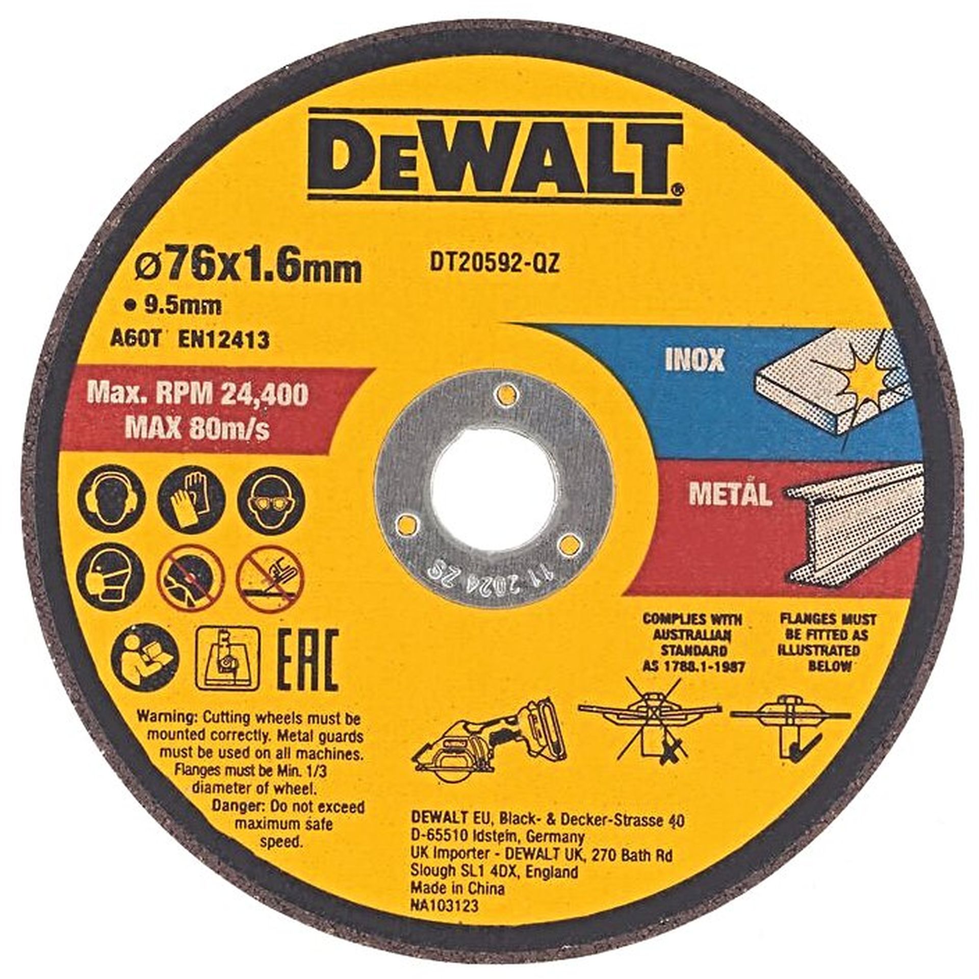 DeWALT DT20592 Řezný kotouč na kov 76x9,5 mm 3ks